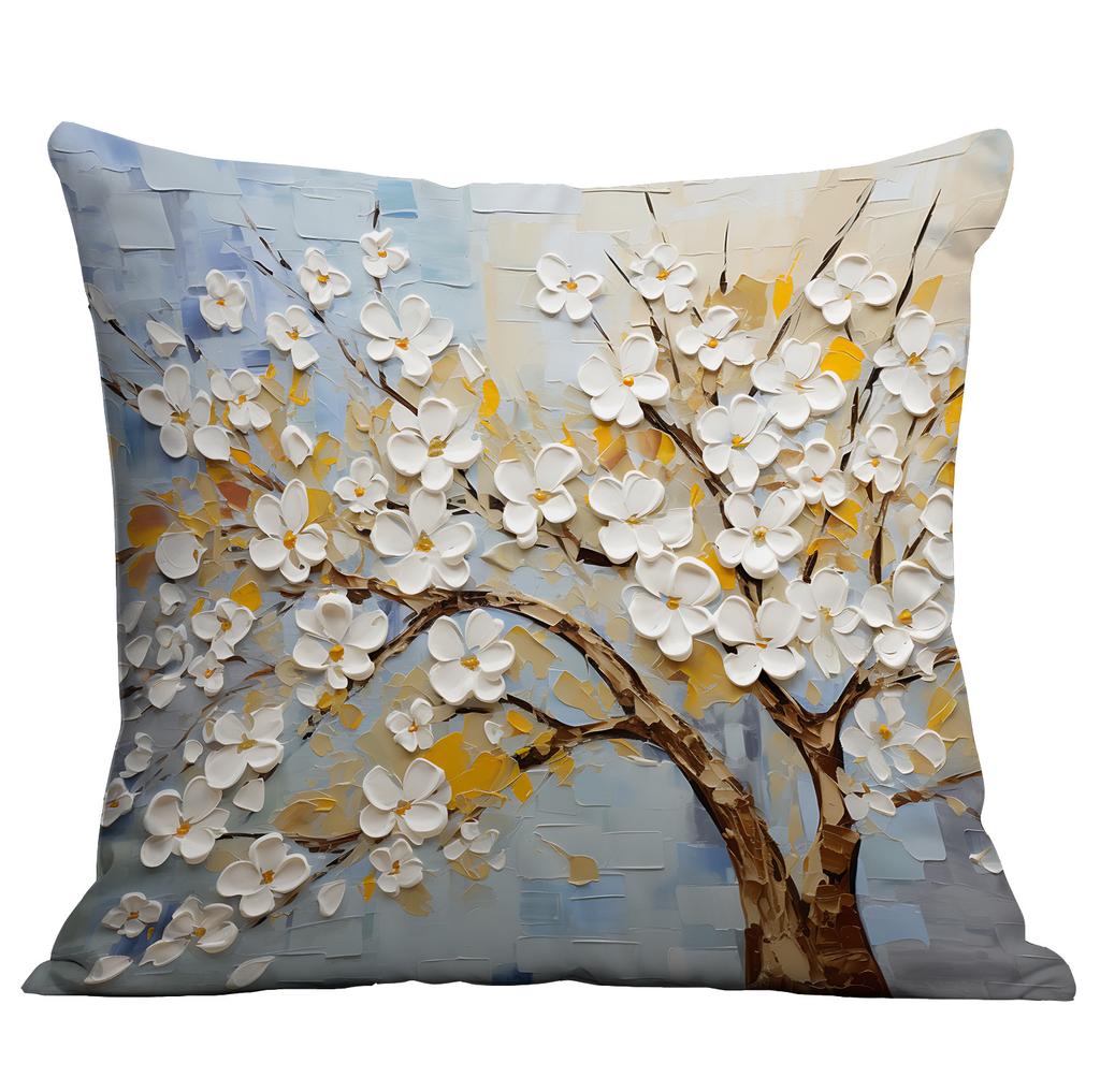 New Flower Pillowcase Imitating Three-dimensional Oil Painting Style Creative Floral Home Living Room Sofa Cushion Pillowcase