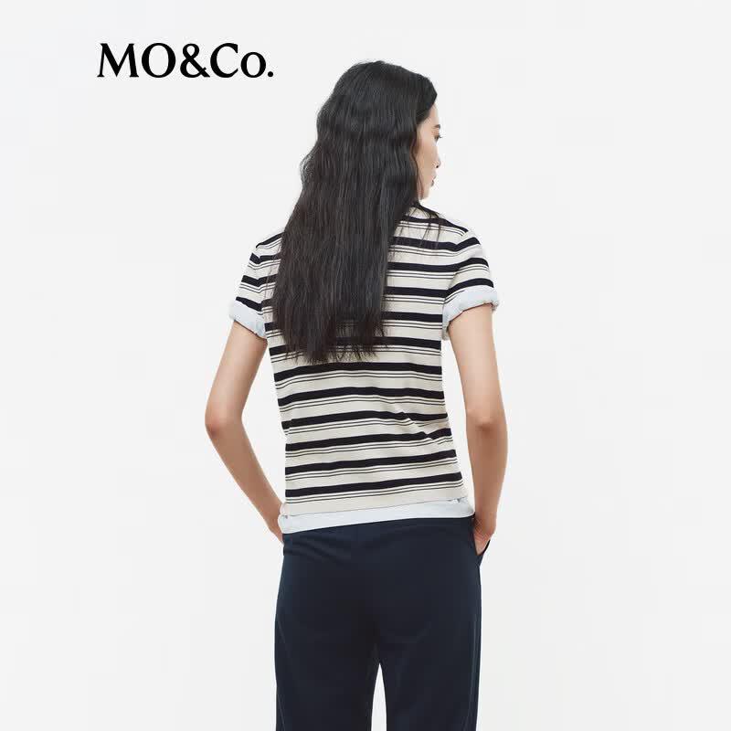 MO&Co. C+ Series Striped Polo Knit Top