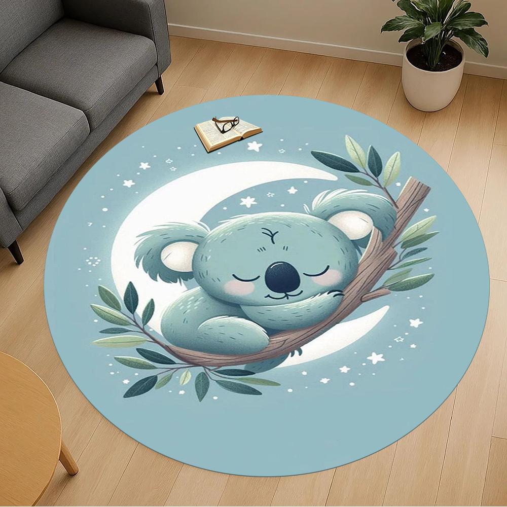 1PC Koala Moon sleep Night Round Chair mat Area Rug - Non-Slip, Floor Mat for Office, Bedroom, home decor Christmas Gift c0528084