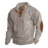 Men's Corduroy Button-Up Stand Collar Long Sleeve Sweatshirt