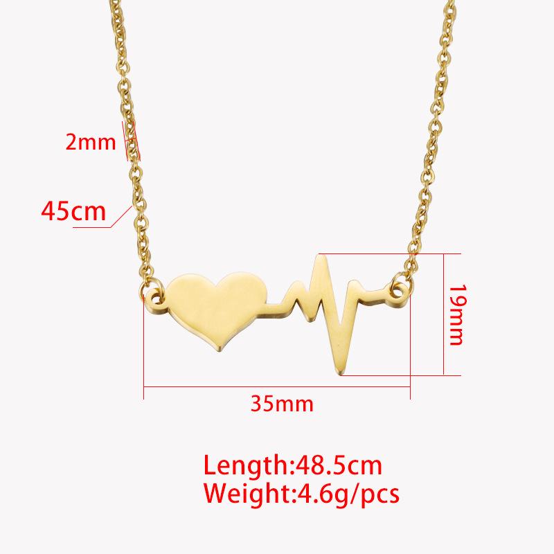 Electrocardiogram Heartbeat Couple Necklace - Stainless Steel Laser Pendant
