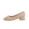 French Retro Bow Single Shoes Square Head Thick Heel Light Mouth Versatile Women's Shoes Are Not Tired To Wear for a Long Time