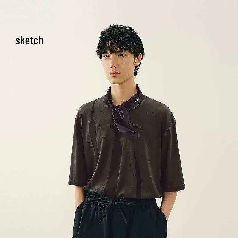 CROQUIS Men s Loose Fit Round Neck Long T-shirt L