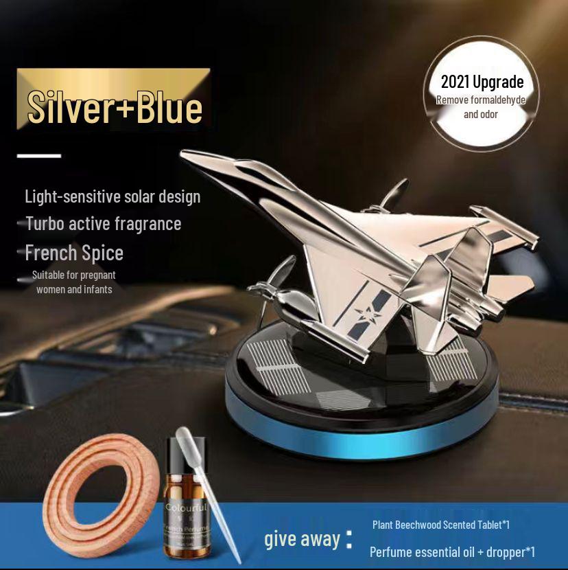 Solar-Powered Airplane Car Perfume - Innovative Men's Car Ornament for Center Console