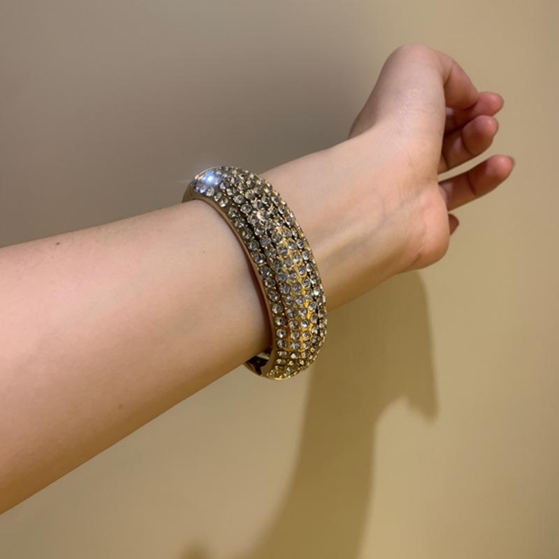 Retro French Crystal Open Cuff Bracelet for Women - Elegant, Personalized & Trendy