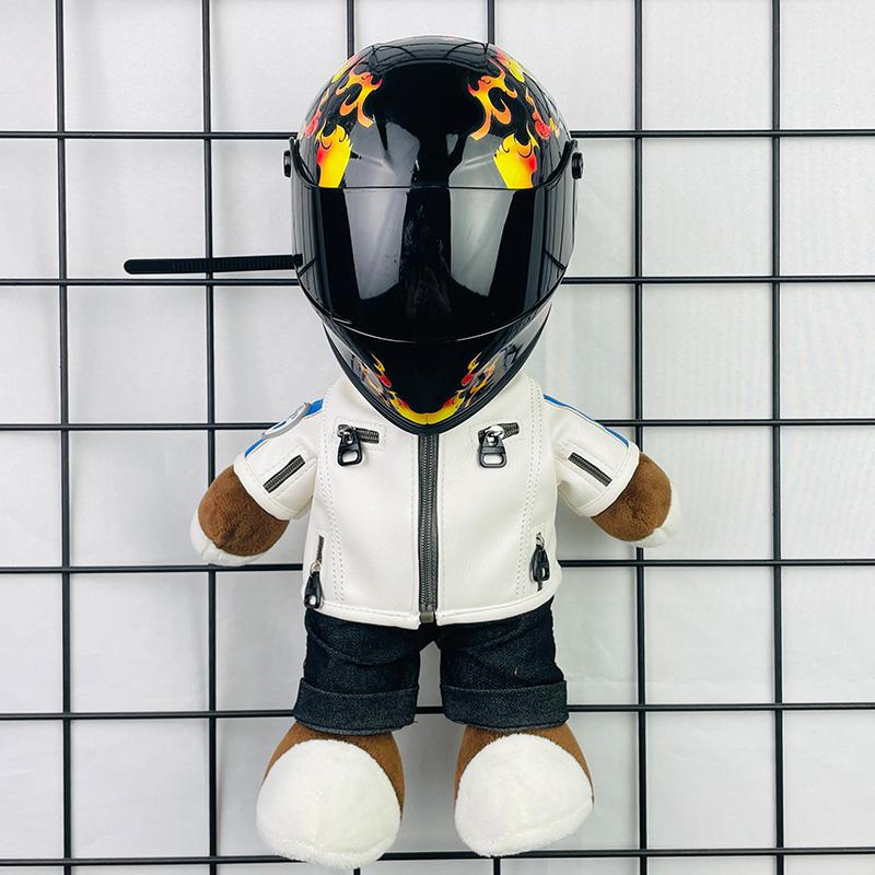 Helmet Small Model Suzaku Print Racing Trunk Decoration Car Pendant Home Decoration Collection Mini Bear Helmet