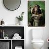 Funny Animal Posters Metal Tin Sign Plaque Dog Monkey Reading Newspapers Decorative Plates For Toilet Bathroom Wall Art Decor
