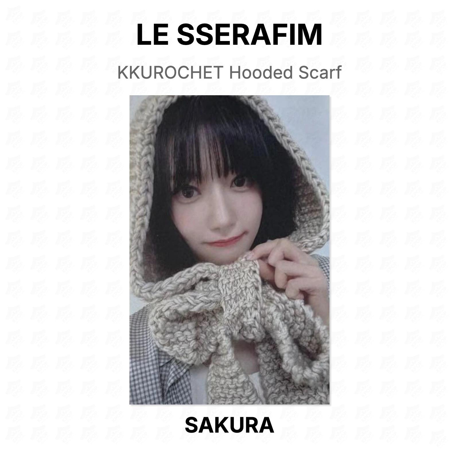 LE SSERAFIM SAKURA KKUROCHET Hooded Scarf Official Photocard SAKURA