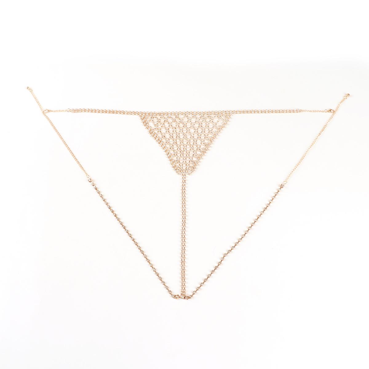 Exaggerated Bikini Chest Chain Thong Sexy Nightclub Gold Plated Rhinestone Underwear Body Chain Set Women Jewelry CLASSIC