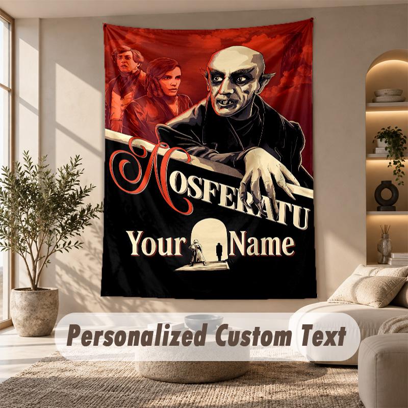 Tapestry Custom Name Text, Wall Hanging Tapestry Home Room DecorNosferatu Count Orlok