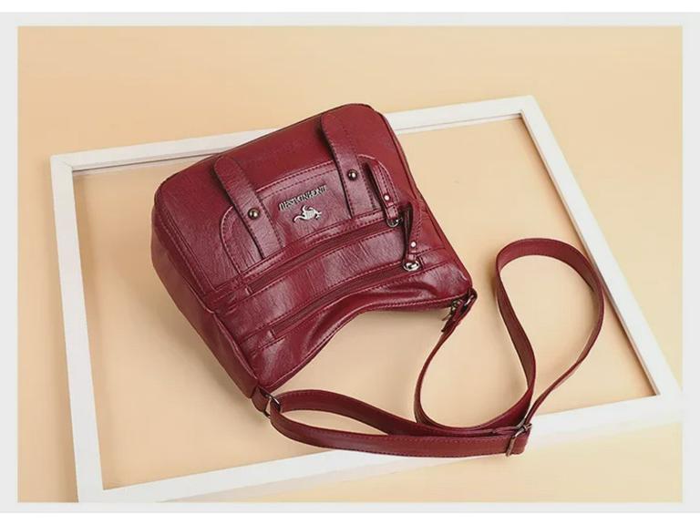 2024 Všestranná taška přes rameno a messenger z měkké kůže: Vícevrstvá, Velká kapacita pro ženy středního a staršího věku