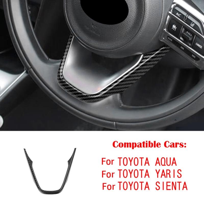 For Toyota Yaris Cross Aqua Sienta Interior Accessories ABS caronfiber black Steering Wheel U shaped Cover trim