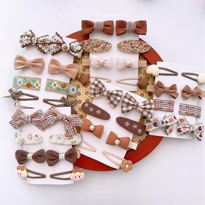 8 pçs novo arco hairpin para bebê menina bonito leite chá arco princesa grampo de cabelo boutique tecido bang lado clipe criança menina acessórios de cabelo