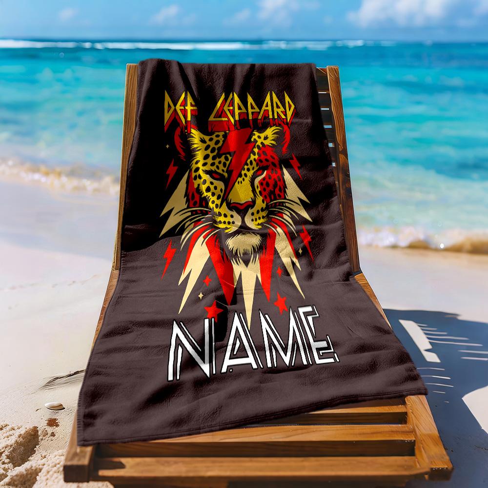 Def Leppard Leopard Rock Personalized Name Beach Towel Quick-Dry Soft Microfiber Suitable for Sports Travel Swimming Yoga Bathroom Beach And Pool