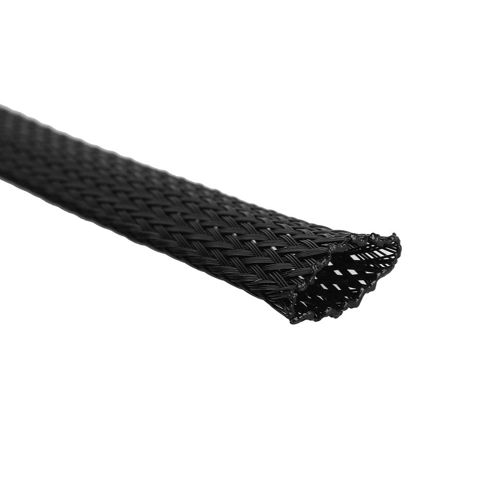 Black 6mm Expandable Braided PET Sleeving Cable High Densely 10m