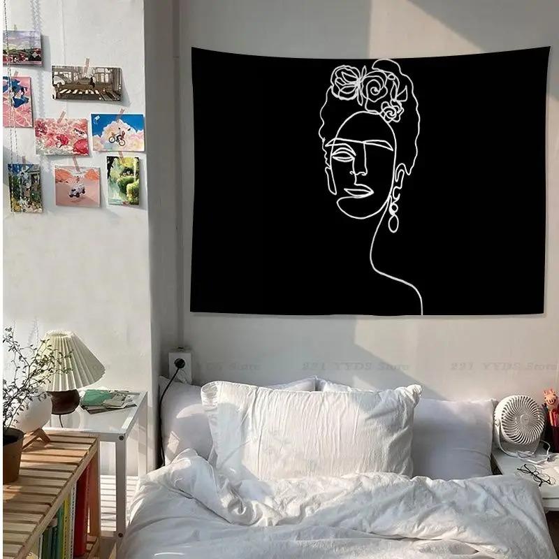 

Гобелен для гостиной в офисе, черно-белый, простой, с характерными линиями, гобелен для украшения стен дома 100x75cm