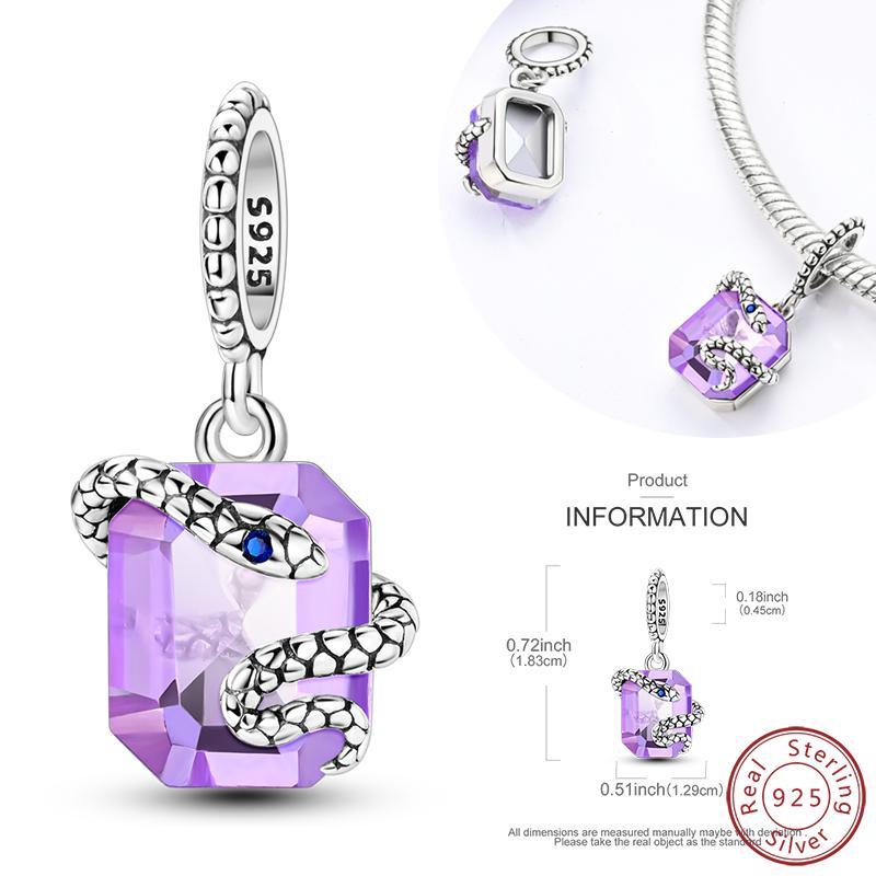 Real Copper Mysterious Purple Series Charms Bead Fit Original Bracelet Pendants Diy Jewelry Gift