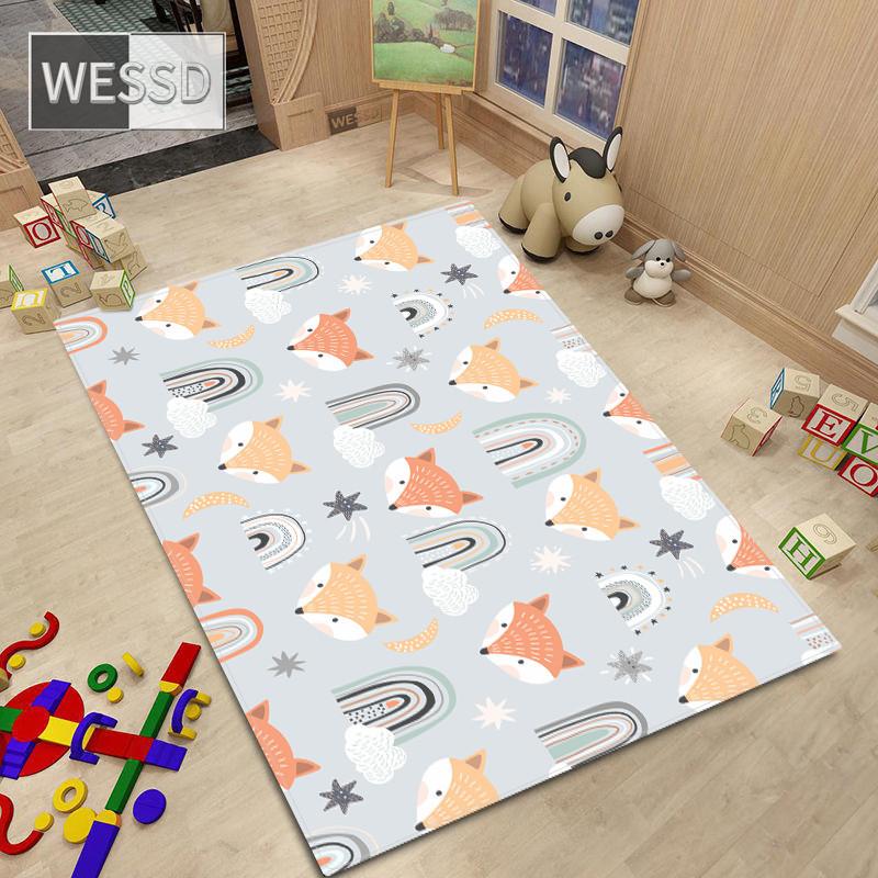 Teppich im nordischen Stil, Cartoon-Tier-Teppich für Schlafzimmer, Kawaii-Raumteppich, rutschfest
