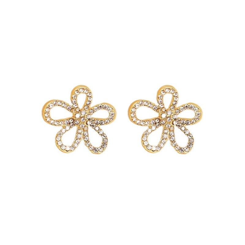 Korean Fashion Statement Luxury Silver Color Zircon Flower Earrings Accessories for Women Party Cute Earring Aesthetic Jewelry