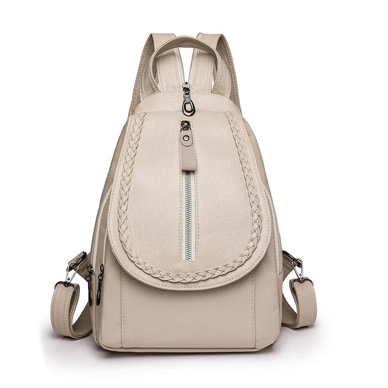 

High Quality Soft Leather Women Backpack Ladies Shoulder Bag Luxury Designer Casual Daypack Knapsack Sac A Dos Girl Mochilas