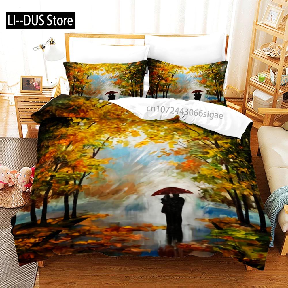 King Queen Lovers Bedding Set Single Twin Full Queen King Size Lover Oil Painting Bed Set Aldult Kid Kawaii Duvetcover 001