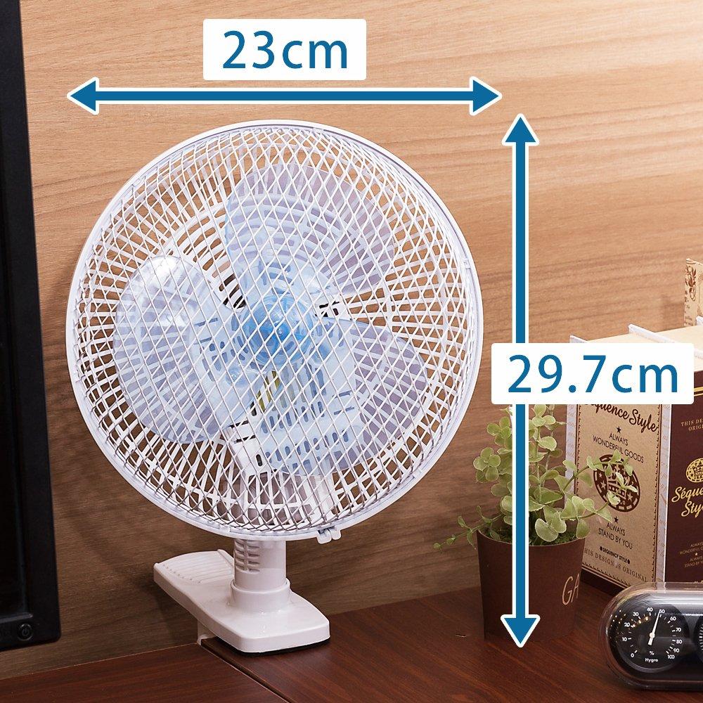 Iris Ohyama Clip-On Fan PF-181C-W Left and Right Oscillation 2-Speed Compact White