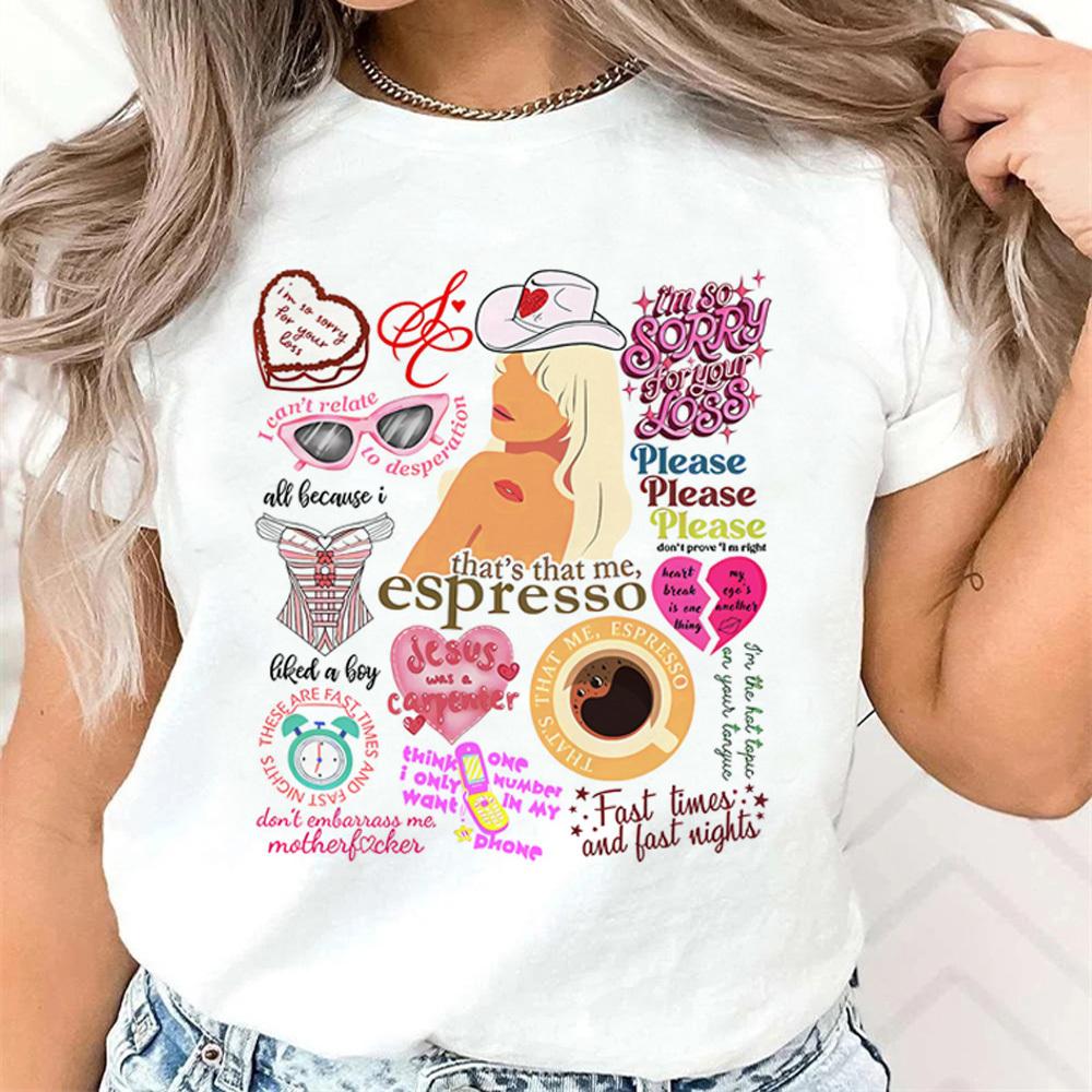 Sabrina Carpenter t shirt Women University korean clothes Psychedelic kawaii shirt Comfortable Pop Culture Graphic Trendy Retro