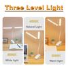Dual Head LED Desk Lamp Foldable Eye Protection Dimmable Reading Light USB C Rechargeable Battery Lamps for Bedroom Dorm Study