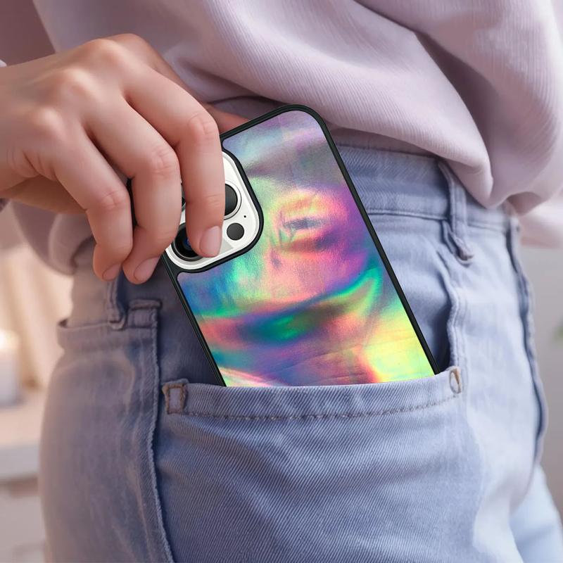Holographic Iridescent Phone Case For iPhone 17 Air 15 16e 14 13 Pro Max Coque 12 11 Pro Max PLUS cover