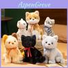 Cuter Cat Plush Doll With Squat Design And Bow Decor For Gift And Collection