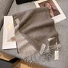 100% Pure Wool Scarf Female Winter Warm Cashmere Shawl Checkerboard Grain Design Couple Accessory Premium Sense Windproof Scarf