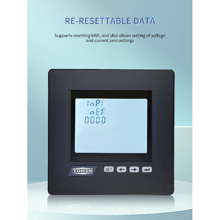 TOMZN 3 Phase 4 Wire System Multi-functional Meter Phase Voltage Line Voltage Current Active/Reactive Power PF RS485 Password