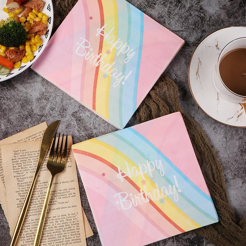 Tovagliolo monouso per feste a doppio strato, 20 pezzi/confezione, motivo "Happy Birthday"