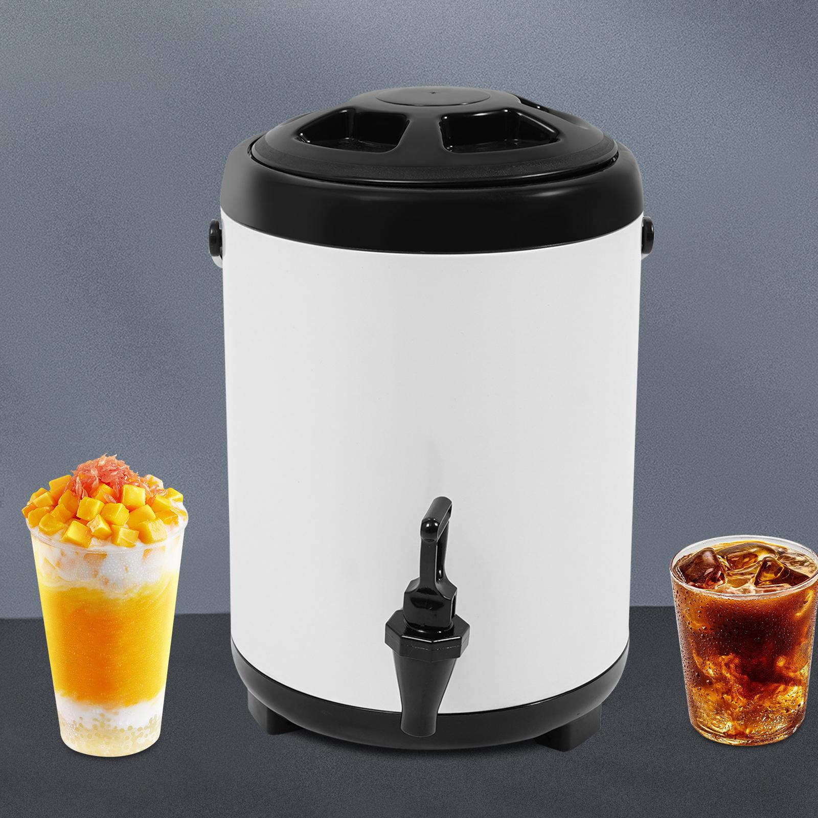 

8 л Изолированный диспенсер для напитков из нержавеющей стали, Белый/Черный Круглый настольный диспенсер для холодных и горячих напитков для вечеринок белый