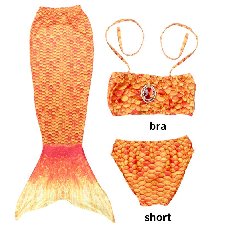 Meisjes Zeemeermin Stijl Zwempak Drie Delig Rollenspel Kostuum Kleine Zeemeermin Zwempak Geschikt voor Strand Zwembad Feest Gelegenheden 120(110-120CM) beige