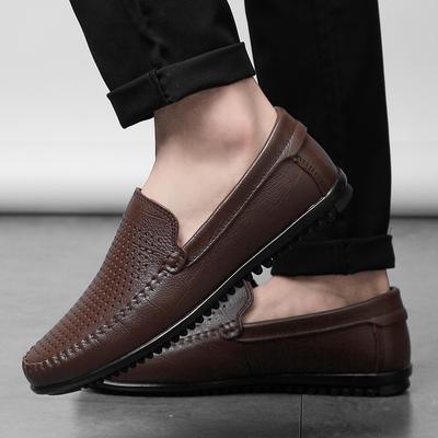Fashion Summer Mens Loafers Breathable Lightweight Business Casual Shoes Fashion Genuine Leather Driving Shoes for Men Zapatos De Hombre