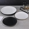 Japanese-style Black and White Stone-pattern Ceramic Plate Wear-resistant Round Steak Plate Home Dinner Cooking Plate Tableware