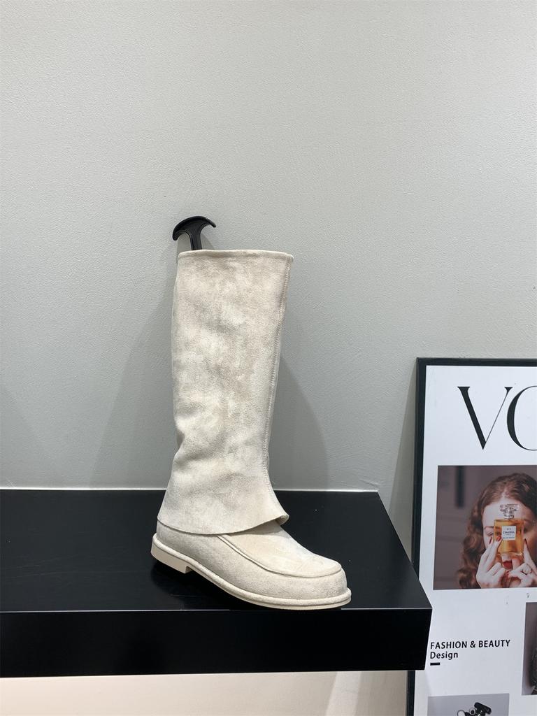 Khaki Pants Tube Boots Knight Boots Women's Boots 2025 Autumn and Winter Vintage Suede Skinny Boots Medium Boots