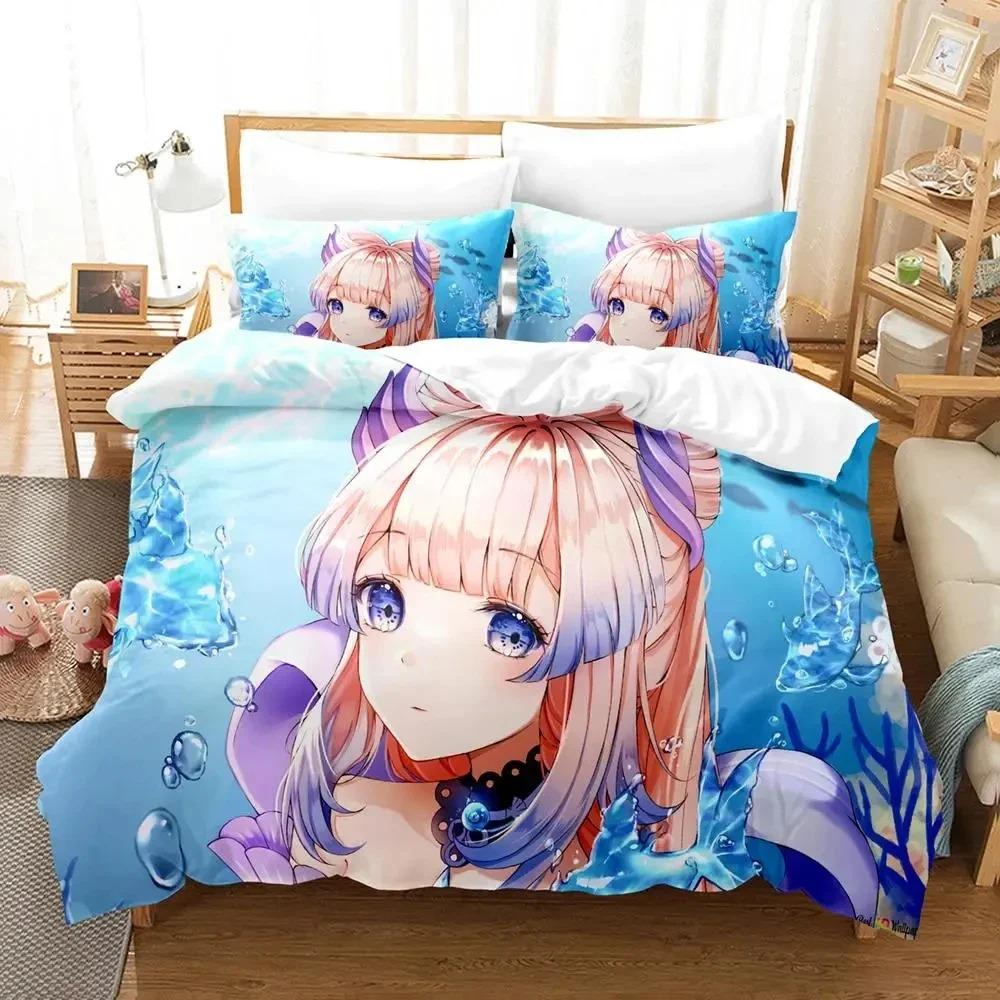 Anime Genshin Impact Sangonomiya Kokomi Bedding Set Duvet Cover Bed Set Quilt Cover Pillowcase Comforter King Queen Size