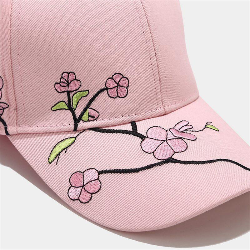 Baseballmütze mit Pfirsichblütenstickerei für den Sommer im koreanischen Stil für Damen, Freizeitmütze mit Entenzunge, Sonnenschutzkappe, Sonnenschirmhut