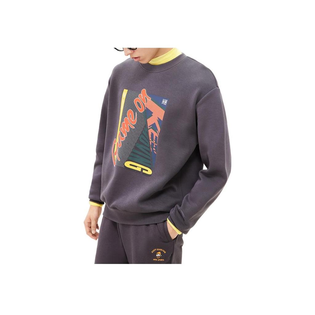Anta Life Series FW22 Pullover Printed Long Sleeve Sweatshirt Unisex sweatshirt Dark-Gray 152238705-4