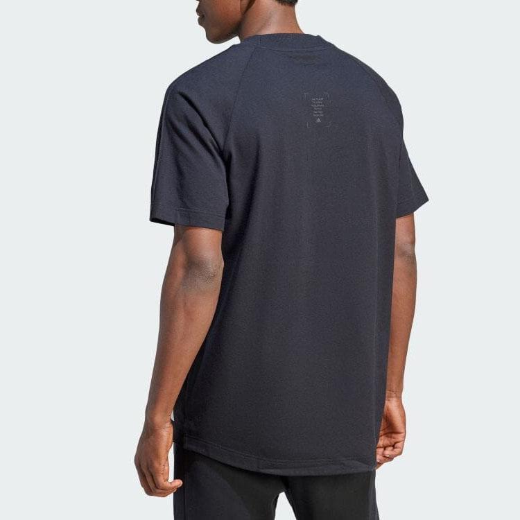 Adidas Long T-Shirt With Plain Logo, Casual Loose Fit, Crew Neck, Short Sleeves Unisex Tops Black IS7490