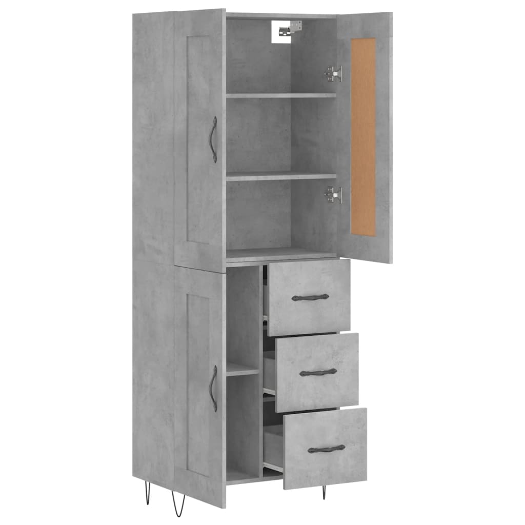 Highboard Concrete Grey 69.5 x 34 x 180 cm Engineered Wood