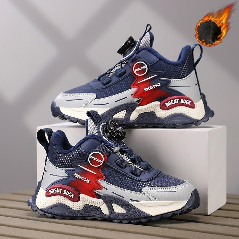 Children's Waterproof Velvet-Lined Winter Running Shoes - Leather Surface for Boys & Girls (2025 New Style)