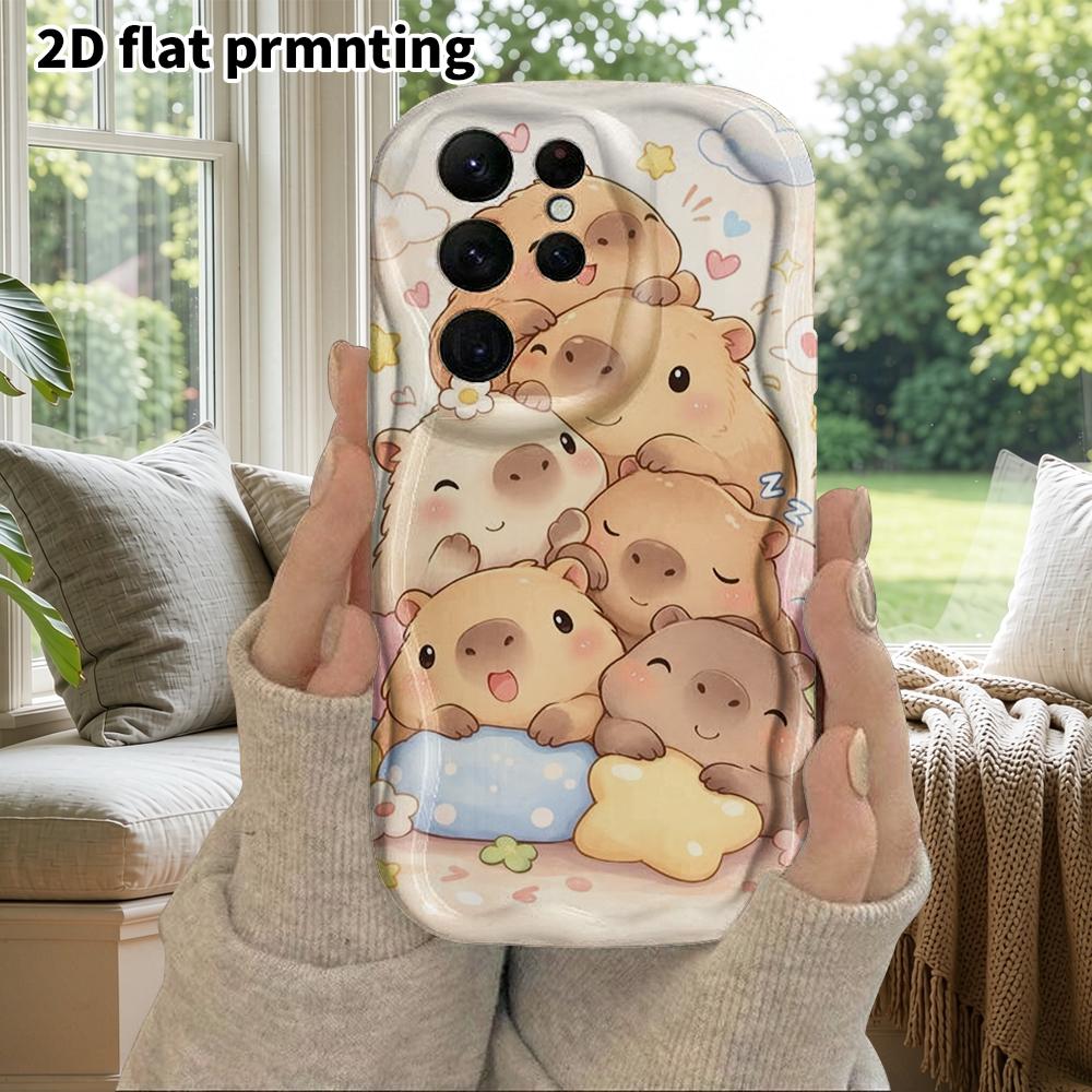 Phone Case: 2D Flat Samsung Galaxy A34 A35 M05 M06 S20 S22 S21 FE Plus 5G Protective Case, Couple Style, Stackable Capybara, Christmas and Halloween G