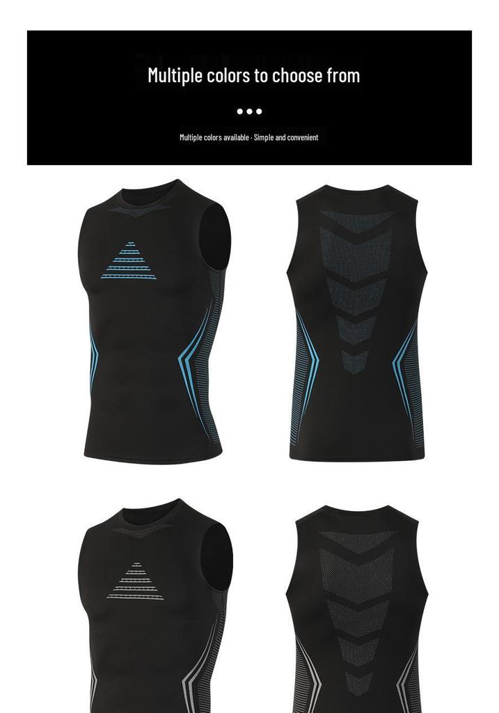 Cross-border Ice Silk Fitness Running Vest - Quick-dry, Sweat-wicking, Super Elastic, Breathable, Tight-fitting Sleeveless Tank Top Base Layer.