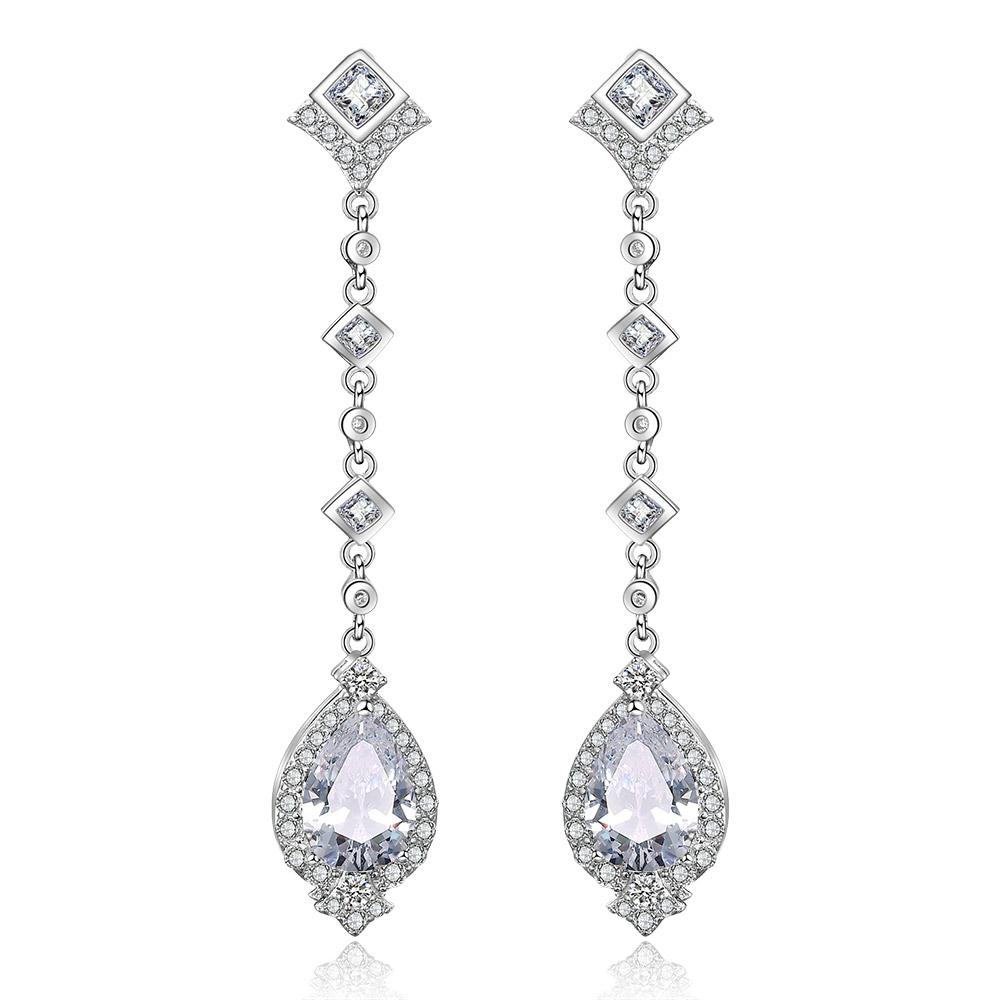 

ZAKOL Элегантные висячие серьги-капли из циркона AAA для женщин, модные серьги-подвески из меди цвета CZ, длинные серьги для вечеринки, циркон, подарок белый