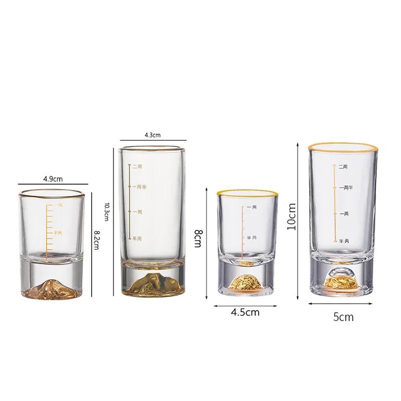 50ml/100ml Luxury Golden Mountain Wine Glass Crystal Gold Foil Glass Cup Spirits Cup Classic Brandy Glasses Drink Kawaii Cups