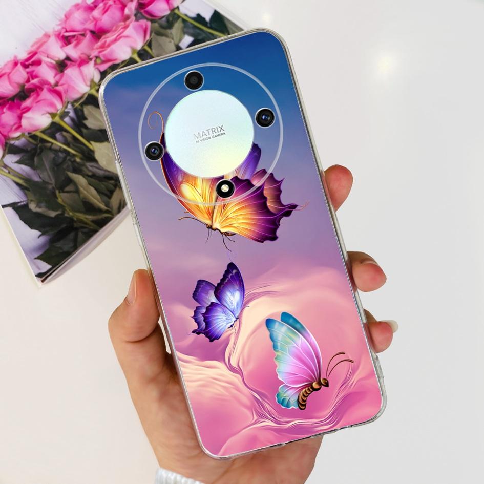 For Honor X9b 5G Case ALI-NX1 Popular Flower Soft Clear Silicon TPU Cover For Honor X9a RMO-NX1 HonorX9 ANY-NX1 Shockproof Funda