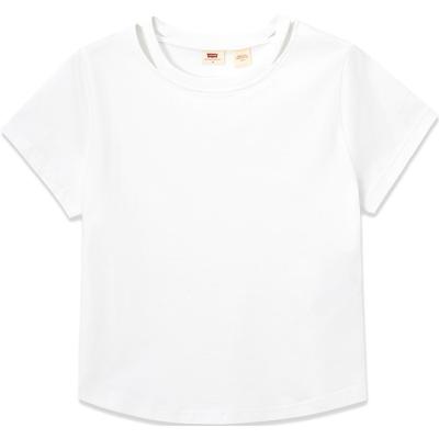 Levis Einfarbig Locker Geschnitten Rundhals Kurzarm T-Shirt Damen Oberteile Weiß 0018G-0001